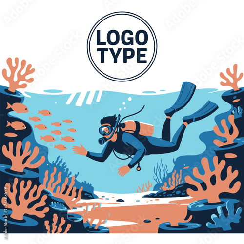 Diver swimming underwater coral reef ocean exploring aquatic life marine journey