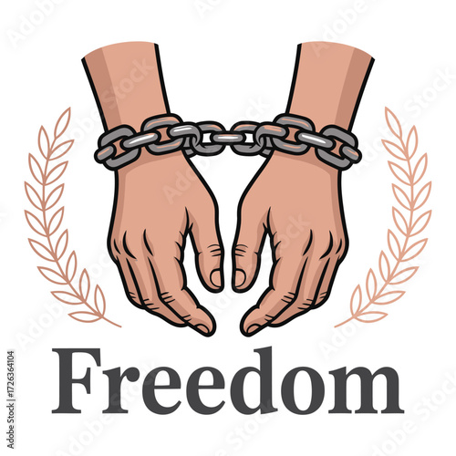 Hands breaking free from chains symbolizing freedom