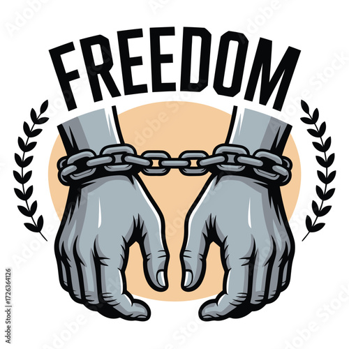 Hands breaking free from chains symbolizing freedom