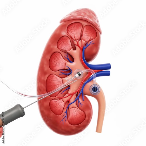 3D Kidney Renal Denervation Procedure | Catheter Treatment for Hypertension Animation