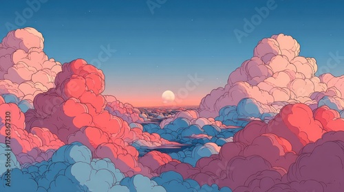 Colorful cloudscape sunset view