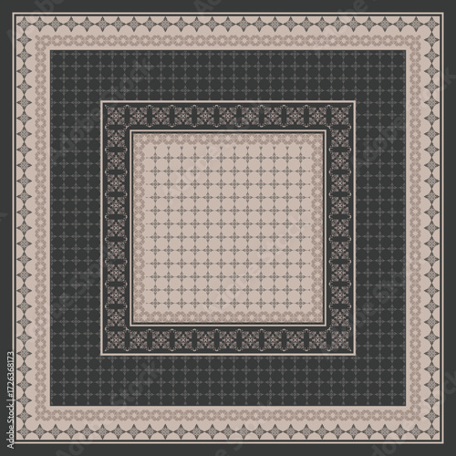 Elegant Geometric Floral Border Pattern Scarf Design