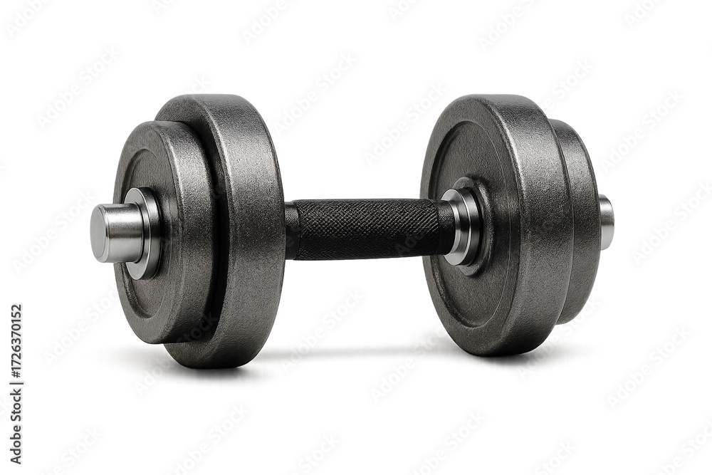 Fototapeta premium Modern Metal Dumbbell Isolated on Transparent Background – Fitness Equipment