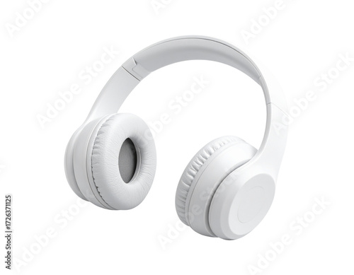 Top-Down 3D View of White Headphones, Close-Up Detail, isolated on transparent background PNG