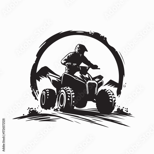 Off Road ATV Rider Vector Silhouette Design on white background