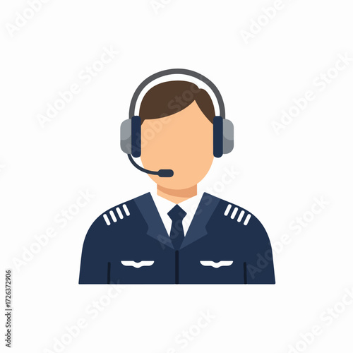 Professional pilot or air traffic controller wearing a uniform with rank insignia and a communication headset, illustrated as an avatar icon.