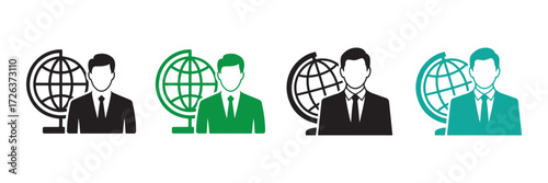 Connected Community with Globe and People Icons