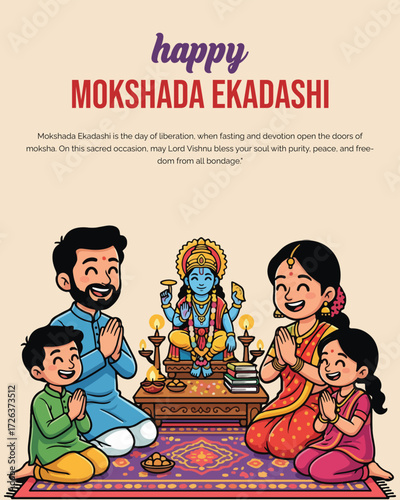 Fasting and Prayer Concept Illustration for Mokshada Ekadashi