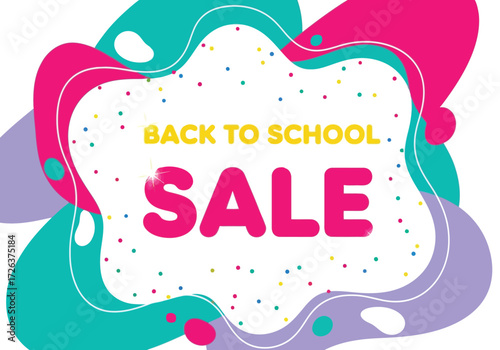 Vector illustration of a colorful abstract design with the text back to school sale in bold letters