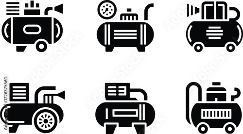 Collection of Black and White Air Compressor Icons