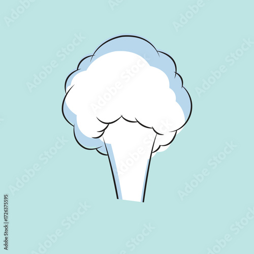 Cartoon steam cloud or smoke isolated on a light blue background
