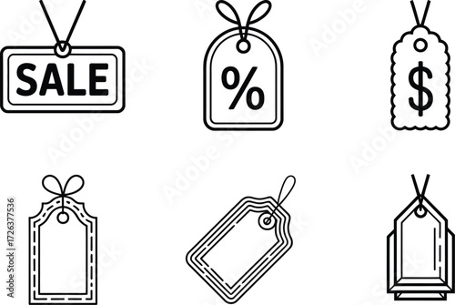 Collection of Sale and Price Tags with Icons