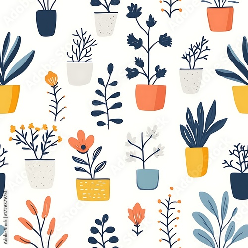 Cute Plant Graphic Seamless Pattern with Veronica Flowers  