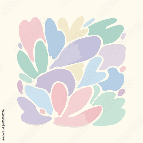 Lukisan abstrak dengan sapuan kuas pastel, gaya minimalis modern, cocok untuk desain dekoratif dan ilustrasi.