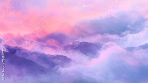 Pastel mountain cloudscape