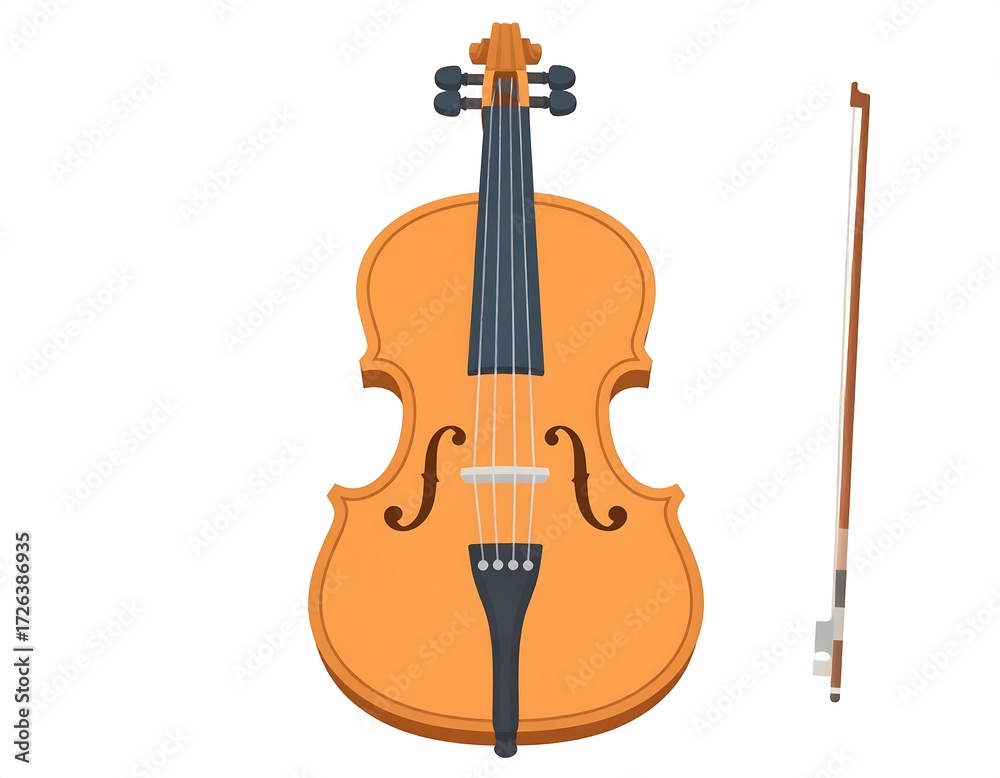 Fototapeta premium Vibrant cartoon violin illustration for musical enthusiasts