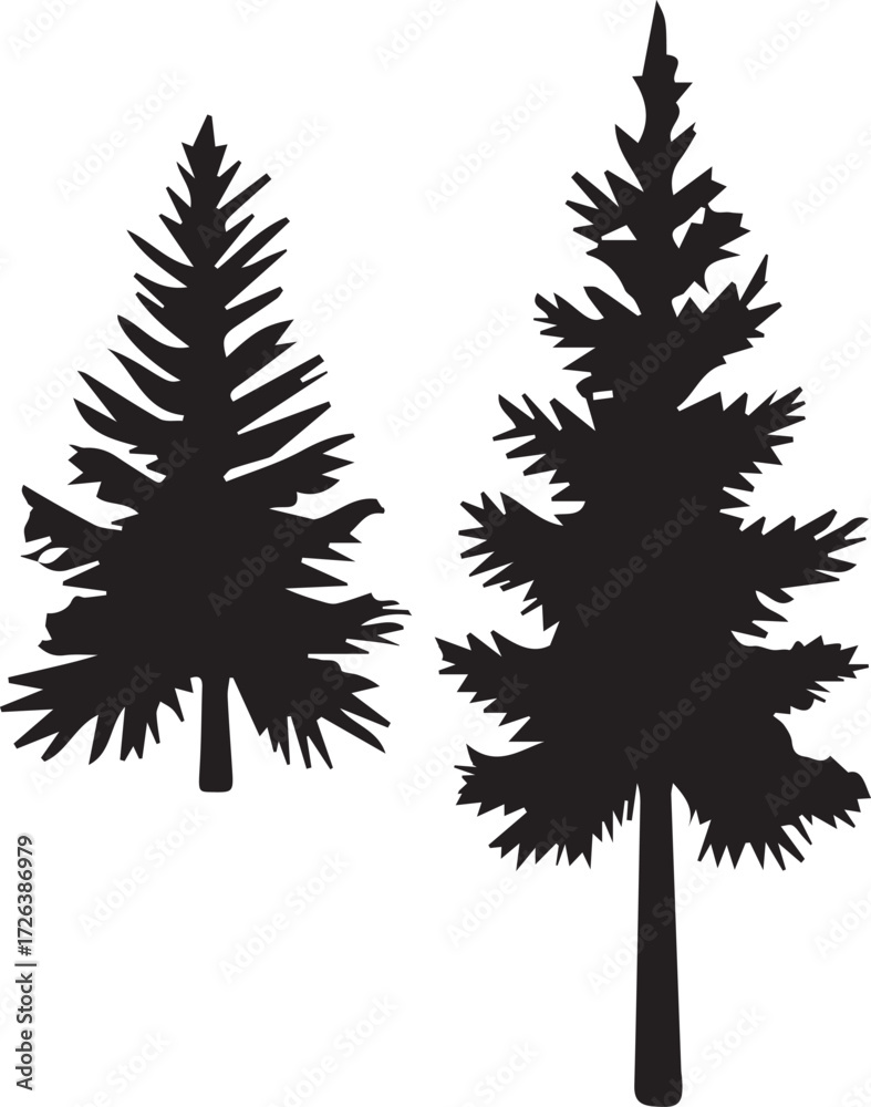 Fototapeta premium Stylized conifer tree borders for nature landscape decoration design