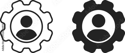 User profile management settings gear symbol icon vector illustration