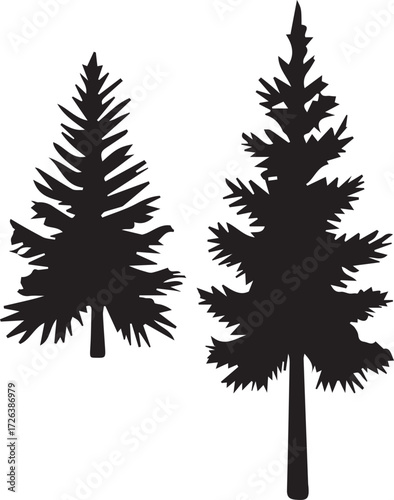 Stylized conifer tree borders for nature landscape decoration design