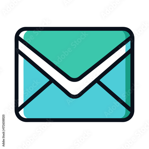 Modern communication icon featuring a vibrant teal and blue envelope, perfect for digital messaging and connectivity concepts