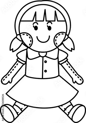 Teddy Bear Vector Illustration. Simple Outline Bear Coloring Page