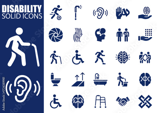 Disability Solid Icons | Accessibility & Inclusion Vector Symbols