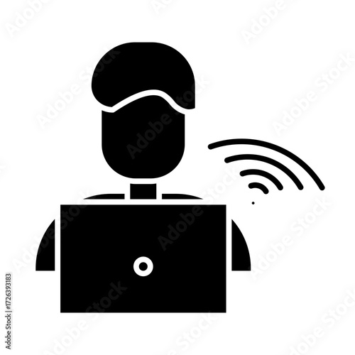 working from home glyph icon