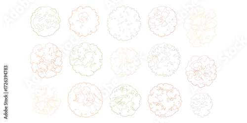 Top View Tree Outlines Set for Landscape Architecture and Garden Design Plans