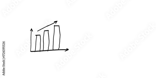Hand drawn graph going up isolated on transparent background, simple illustration