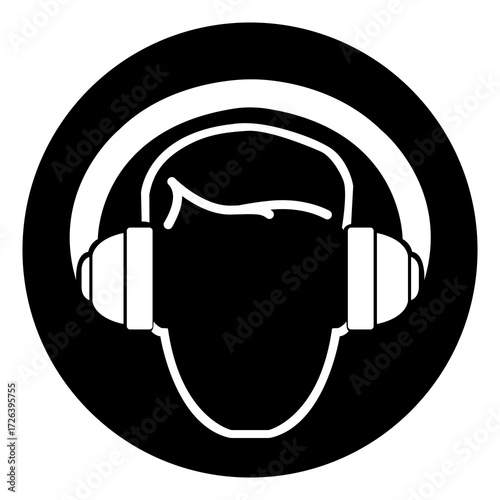 Wear Earmuff Symbol Sign,Vector Illustration, Isolated On White Background Label.EPS10