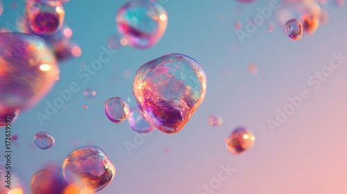 Colorful soap bubbles in air