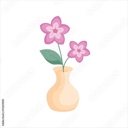 Desert Rose Decorative Plant on a Pot Colored Flat Illustration