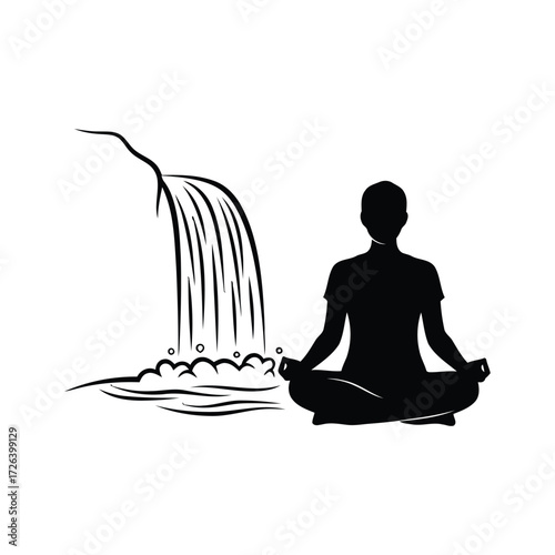 Meditation Practices vector silhouette on white background
