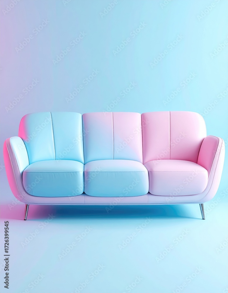 Fototapeta premium Pastel sofa in a vibrant studio setting