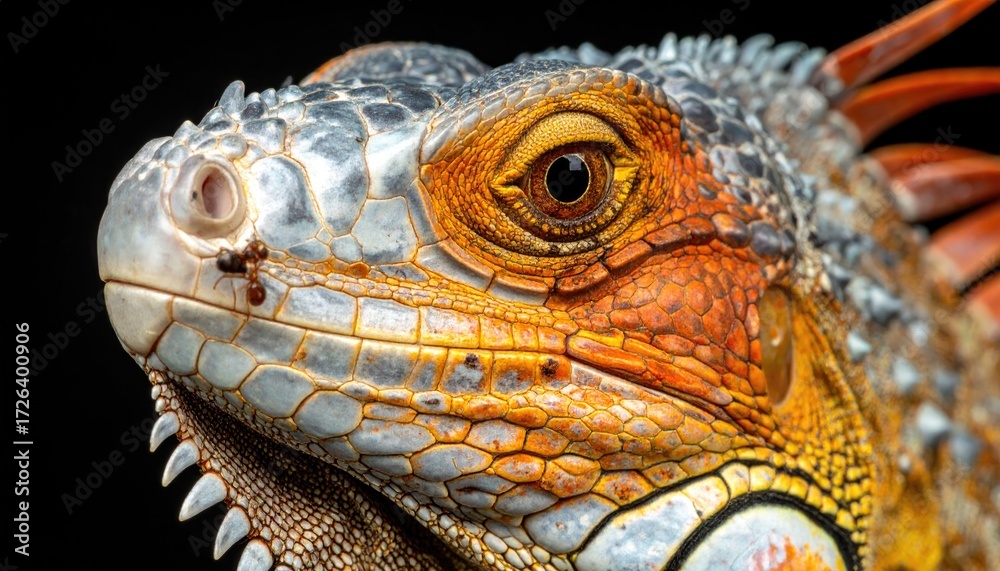 Fototapeta premium Close-up of a colorful iguana's head