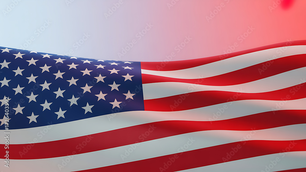 Fototapeta premium American flag waving in the wind with vibrant red, white, and blue colors