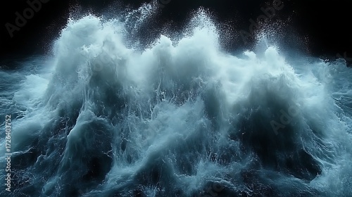 Fototapeta Naklejka Na Ścianę i Meble -  Powerful waves crashing, foamy, turbulent water