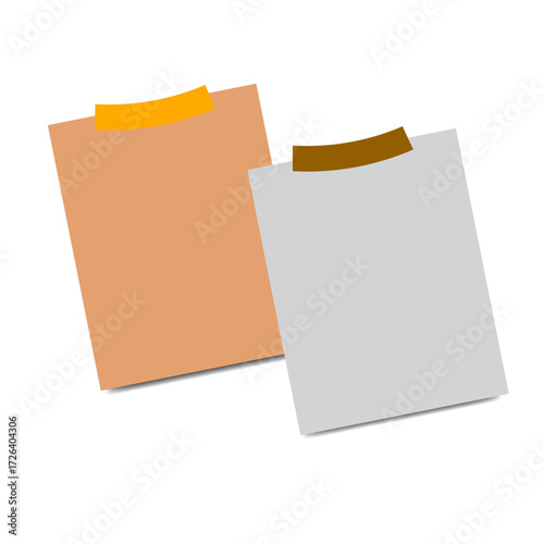Paper color sticky post it note with red pushpin isolated on transparent background