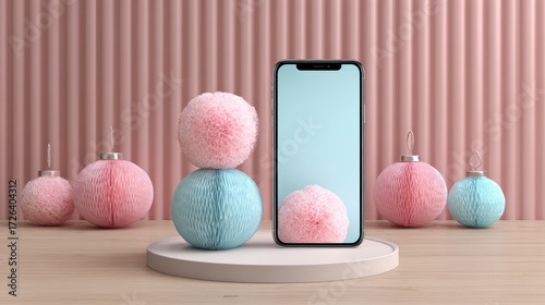 Smartphone display with decorative balls