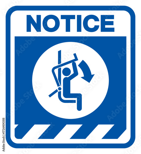Notice Close Safety Bar Of Chairlift Symbol Sign, Vector Illustration, Isolated On White Background Label. EPS10