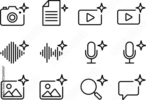 Collection of Clean and Modern UI Icons for Digital Media