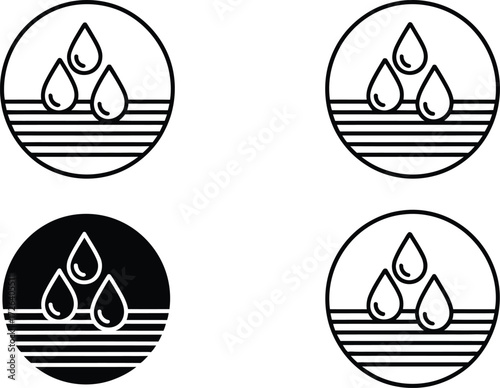Four Icons Representing Water Droplets and Layers