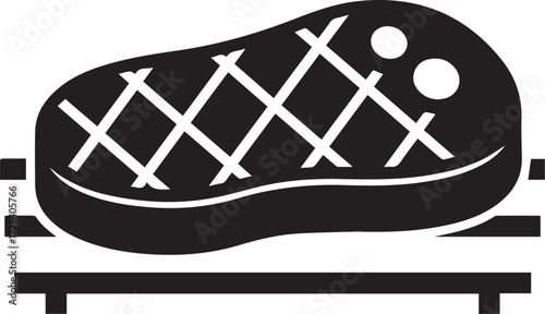 Grilled Steak Silhouette Icon – Vector Illustration of Meat on Board or BBQ