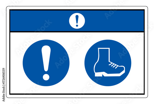 Wear Safety Shoe Symbol Sign,Vector Illustration, Isolated On White Background Label.EPS10
