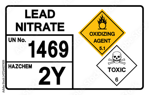 Lead Nitrate UN 1469 Symbol Sign, Vector Illustration, Isolate On White Background, Label.EPS10
