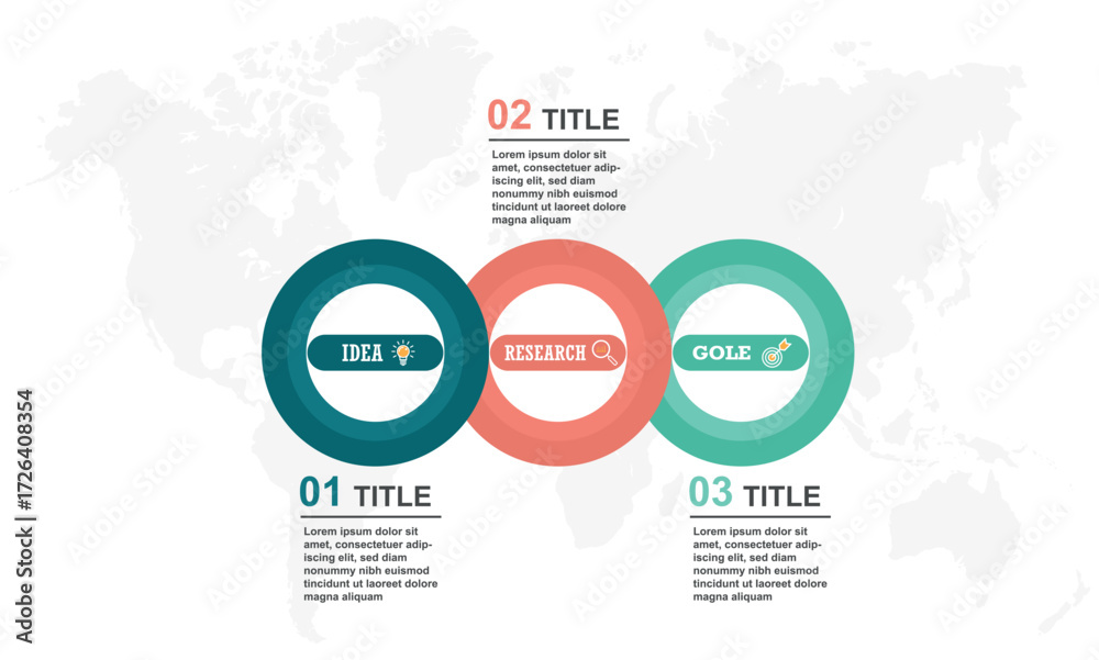 Naklejka premium Business infographics process. Timeline infographics with 3 steps.