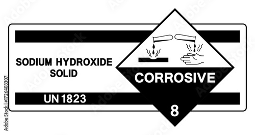 Sodium Hydroxide Solid UN 1823 Symbol Sign, Vector Illustration, Isolate On White Background, Label.EPS10