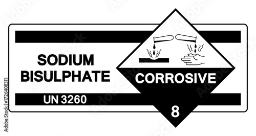 Sodium Bisulphate UN 3260 Symbol Sign, Vector Illustration, Isolate On White Background, Label.EPS10