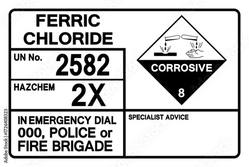 Ferric Chloride UN 2582 Symbol Sign, Vector Illustration, Isolate On White Background, Label.EPS10