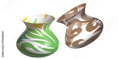 An isolated brown ceramic jug on a white background